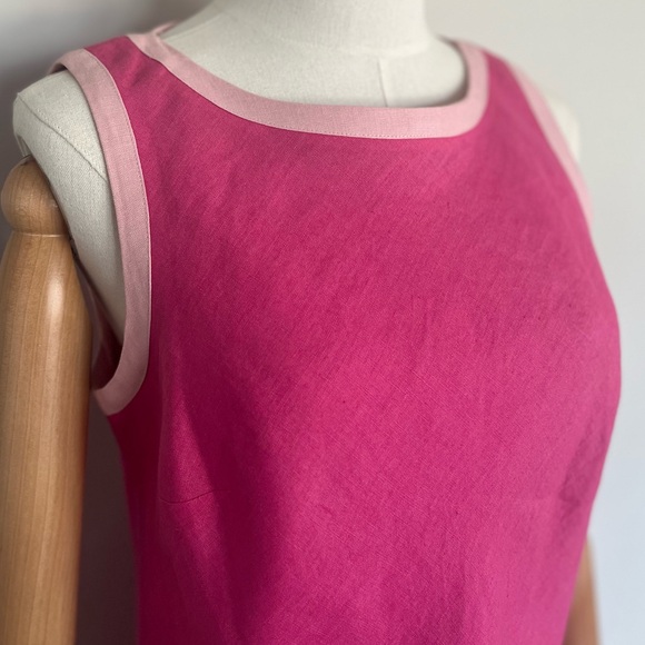 Vintage Talbots Irish Linen Sleeveless Sheath Midi Dress Pink Size 8 - Picture 11 of 16